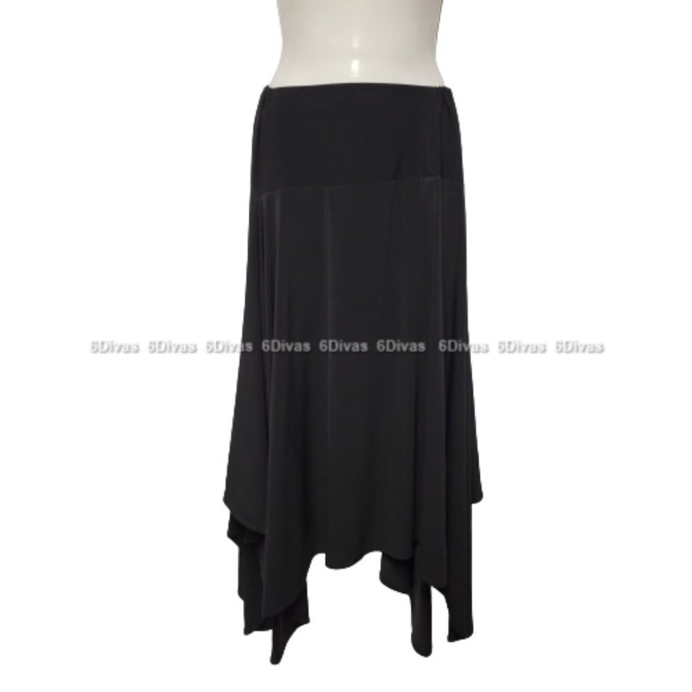 𝅺Black SKIRT Elastic Waist Asymmetrical Midi Skirt- Size 10- NEW!